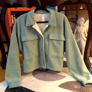 Women’s Fleece Shacket In Iceberg Green YOGALICIOUS